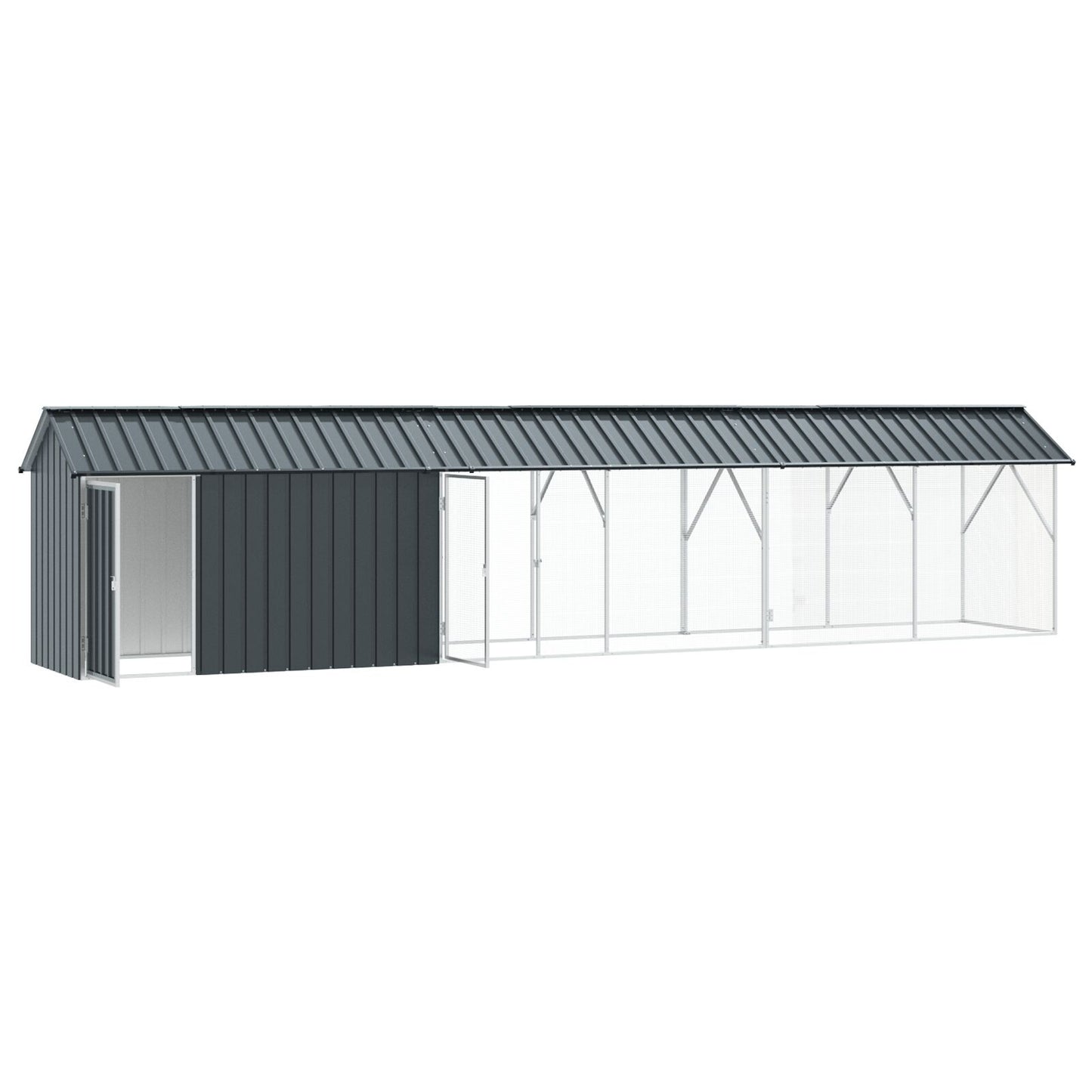 vidaXL Vogelvoliere mit Erweiterung Anthrazit 112x640x141 cm Stahl