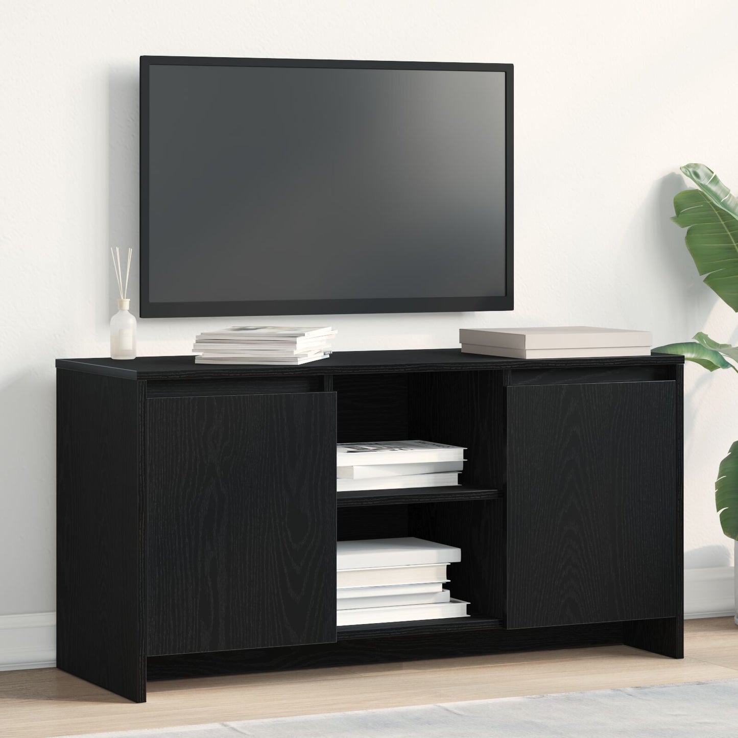 vidaXL TV-Schrank Schwarz Eiche 102x37,5x52,5 cm Holzwerkstoff