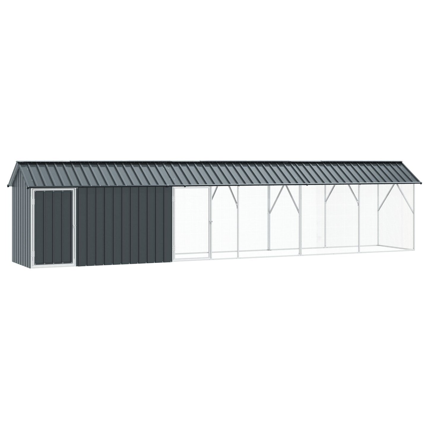vidaXL Vogelvoliere mit Erweiterung Anthrazit 112x640x141 cm Stahl