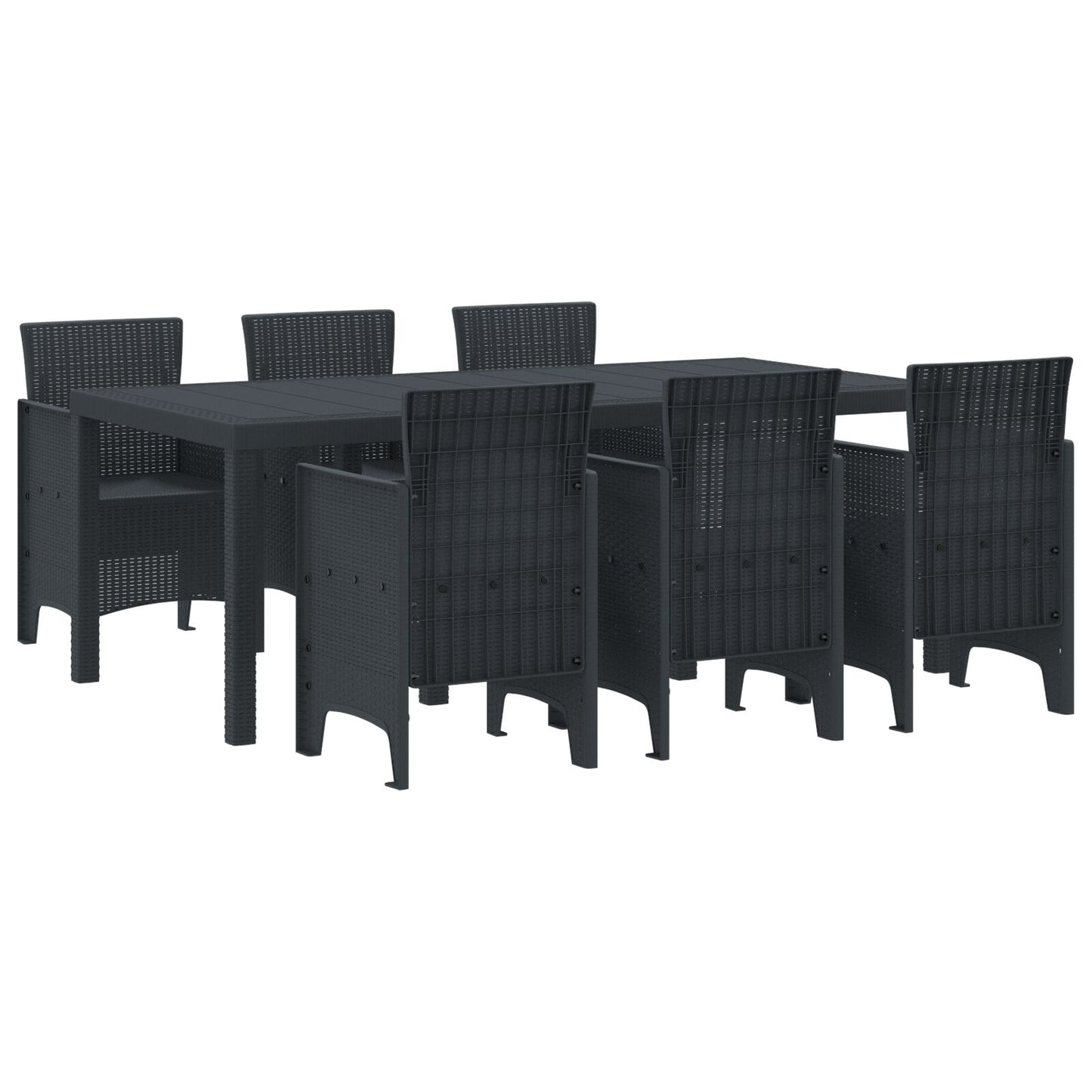 vidaXL 7-teiliges Garten Essgruppen Set Anthrazit Poly Rattan