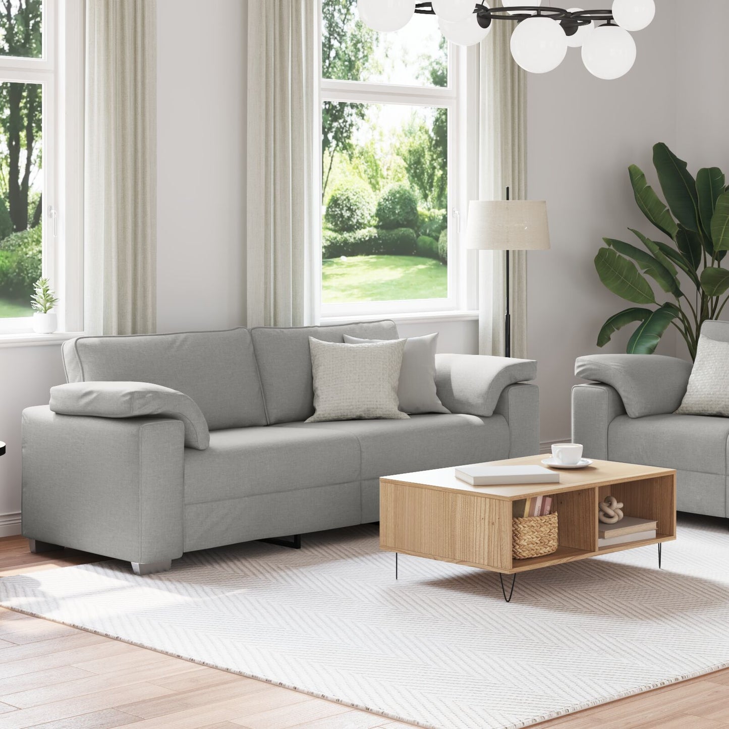 vidaXL 2-teiliges Sofa-Set mit Kissen aus wolkengrauem Stoff