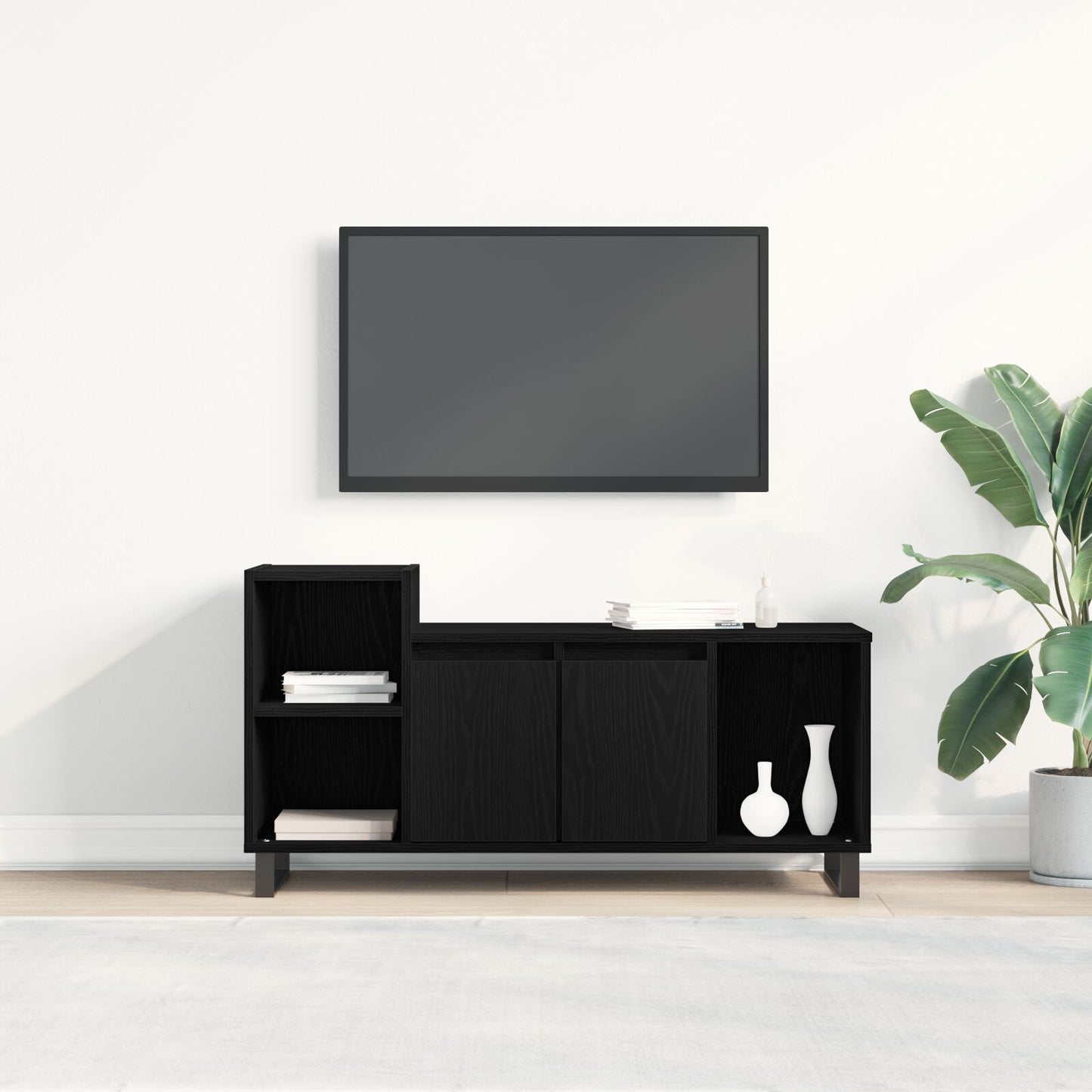 vidaXL TV-Bank Schwarz Eiche 100x35x55 cm Werkstoff