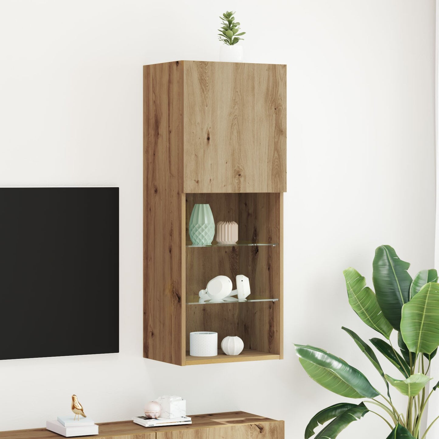 vidaXL TV-Schrank mit LED-Lichtern Artisan Eiche 40,5x30x102 cm