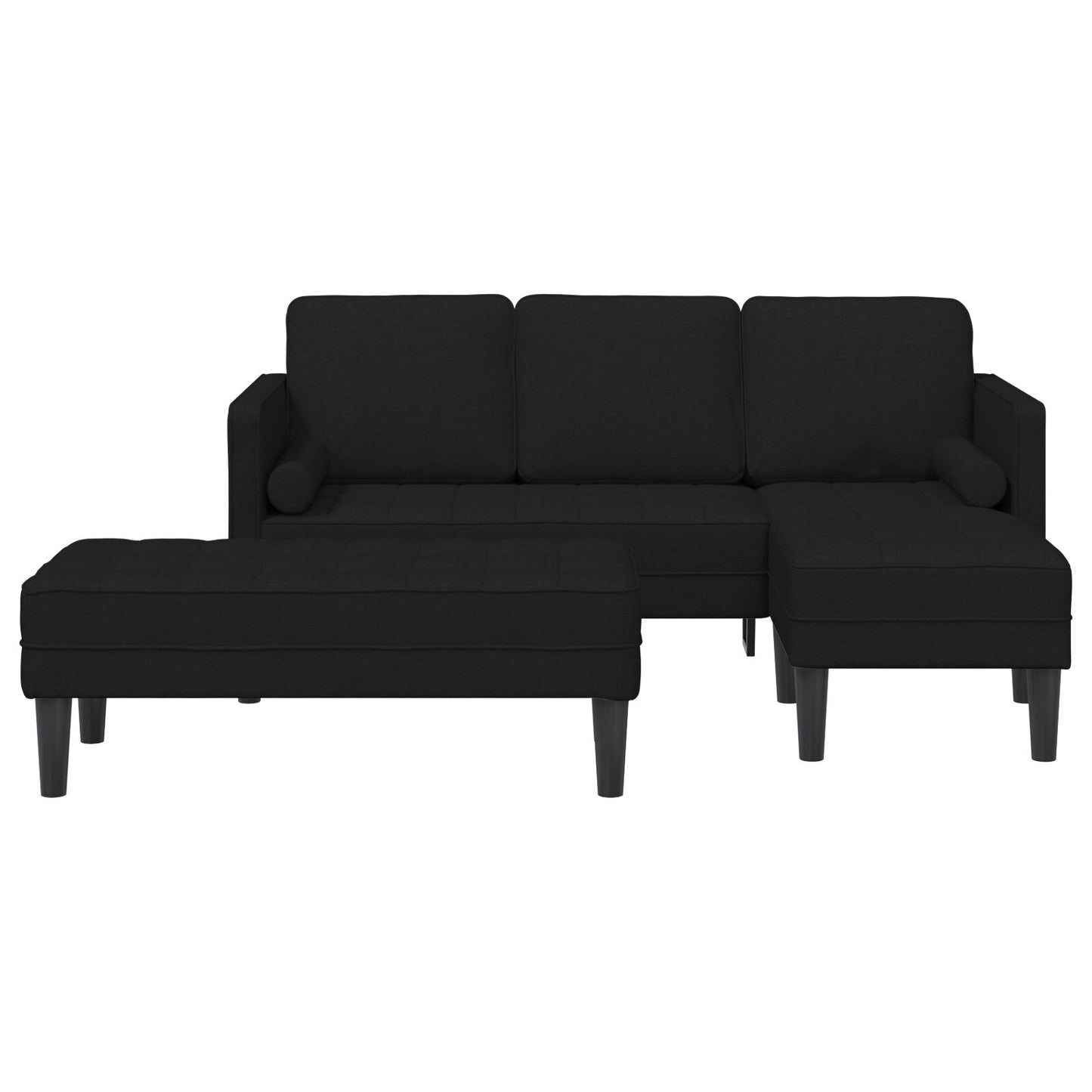 vidaXL 2-teiliges Sofa Set mit Kissen aus schwarzem Stoff