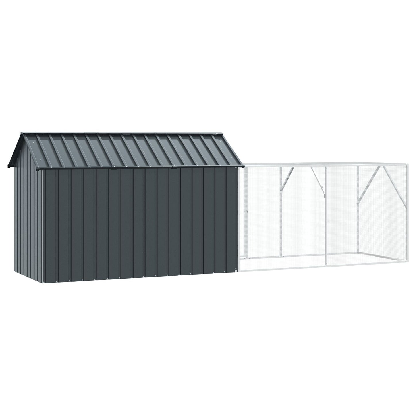vidaXL Vogelvoliere mit Erweiterung Anthrazit 112x421x141 cm Stahl