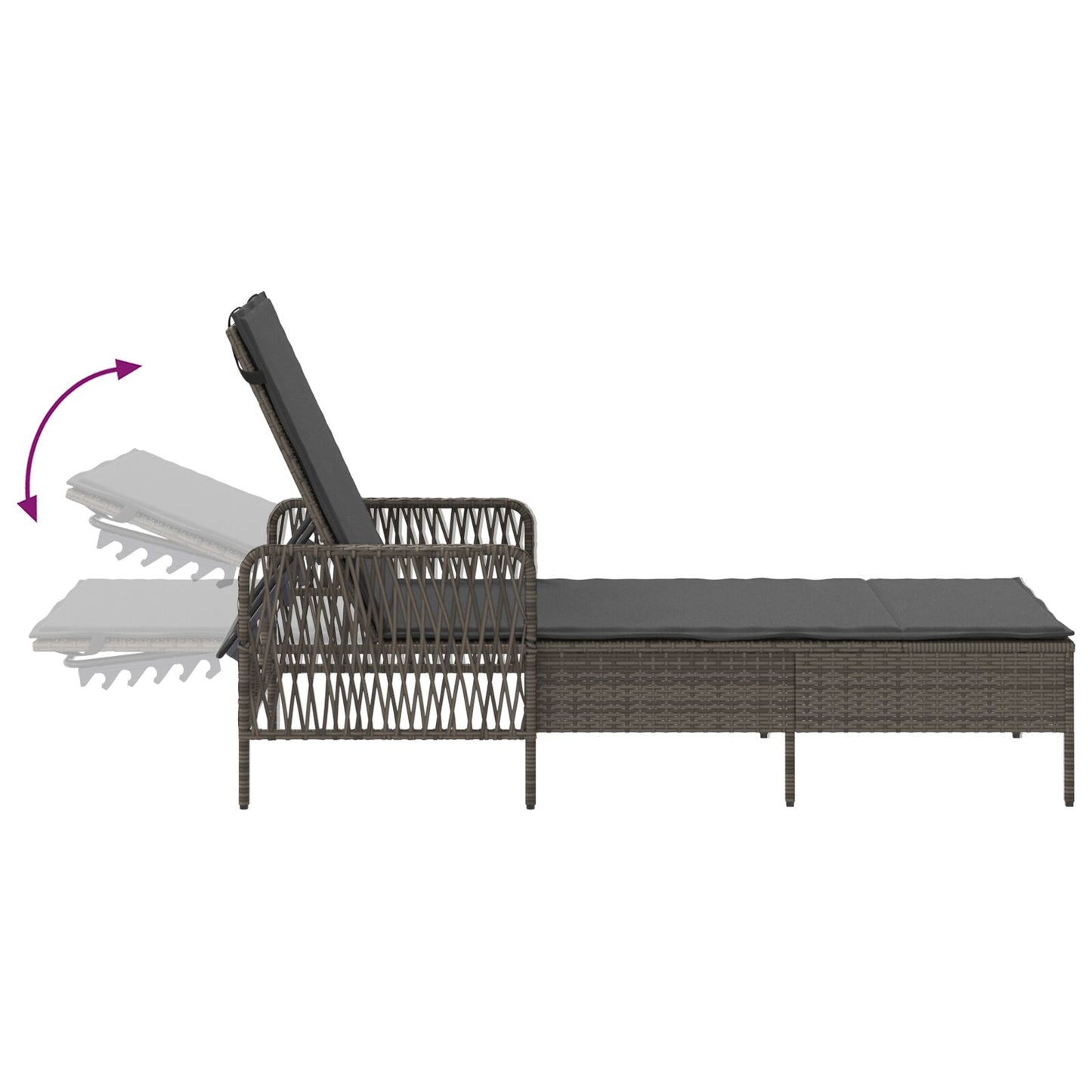 vidaXL Sonnenliege Set Set aus 3 Grau und Dunkelgrau PE Rattan