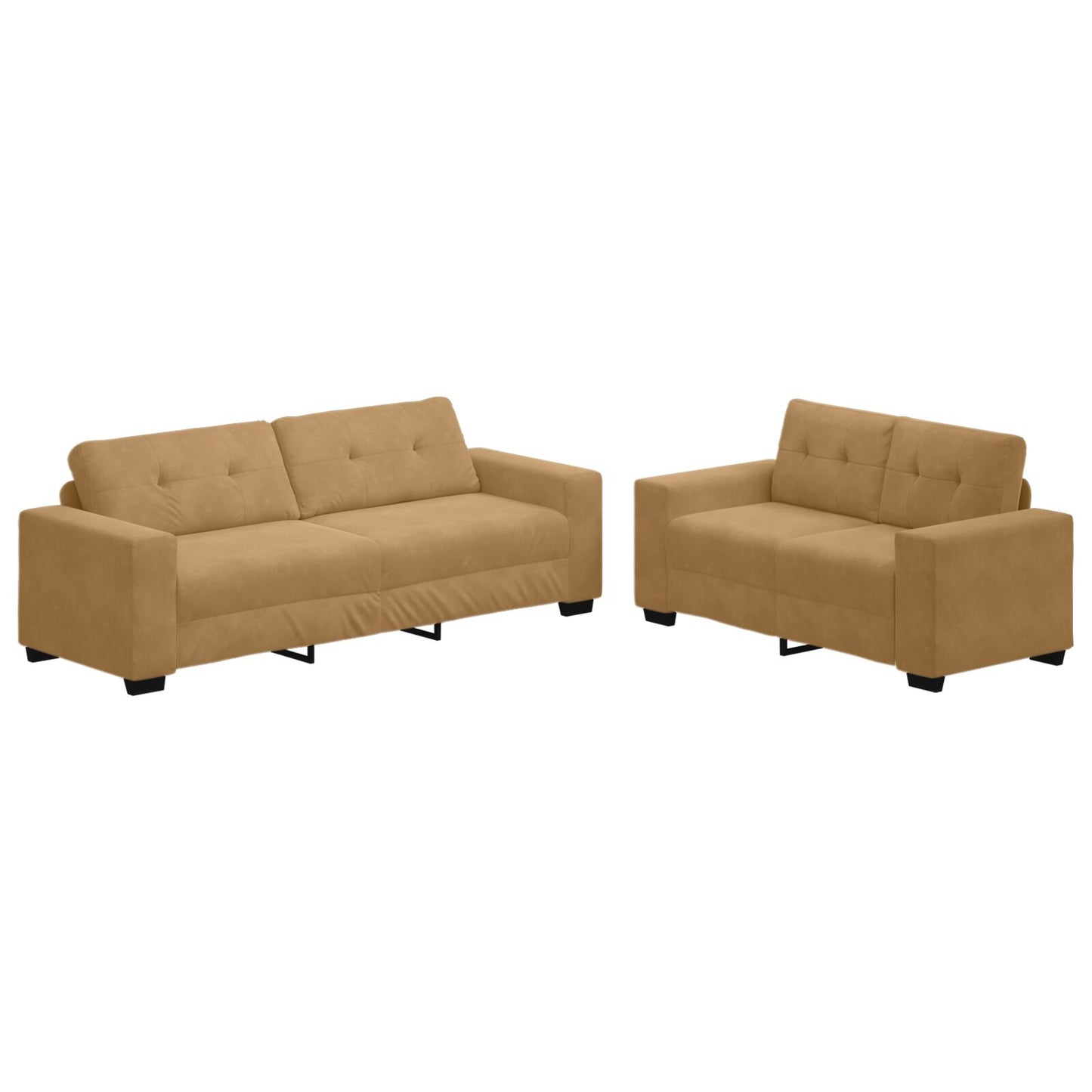 vidaXL 2-teiliger Sofa-Set mit Kissen aus braunem Samt