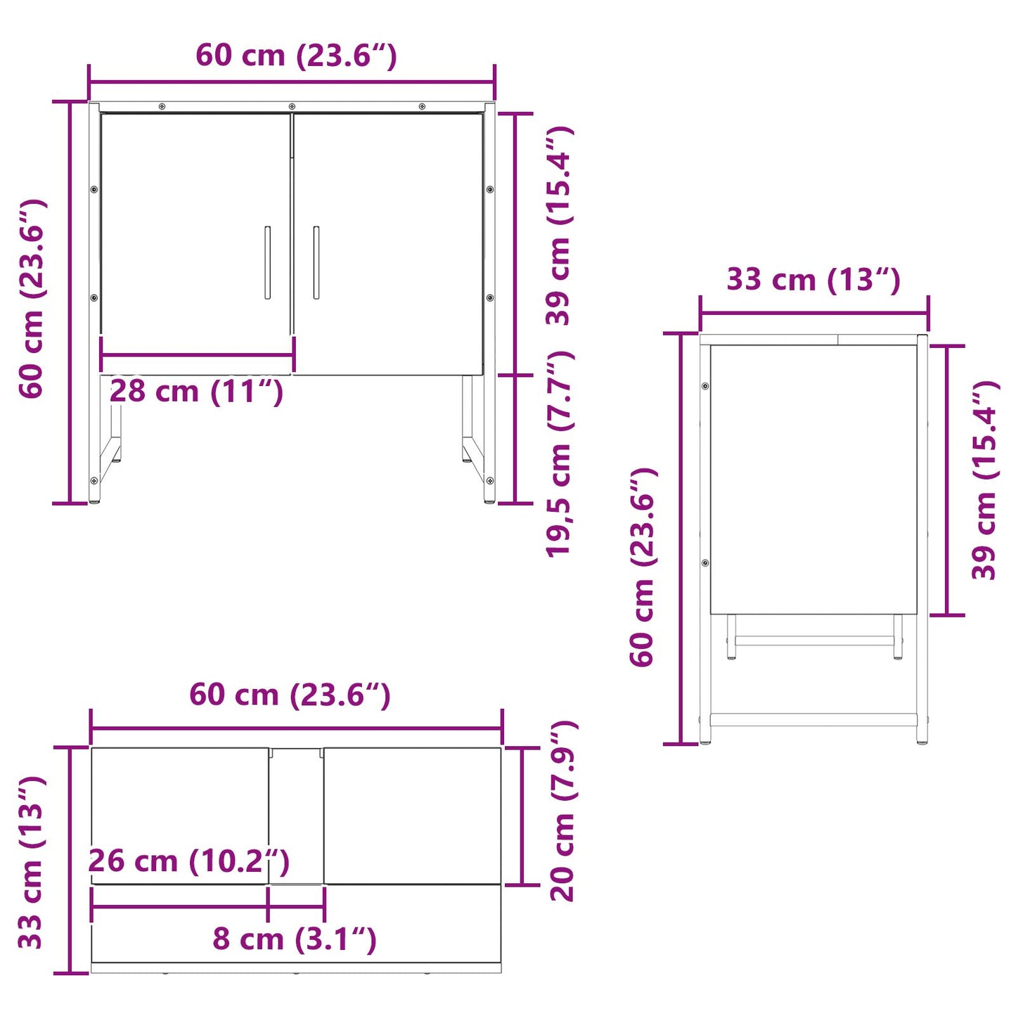 vidaXL Badezimmer Waschbecken Schrank Schwarze Eiche 60x33x60 cm Holzwerkstoff