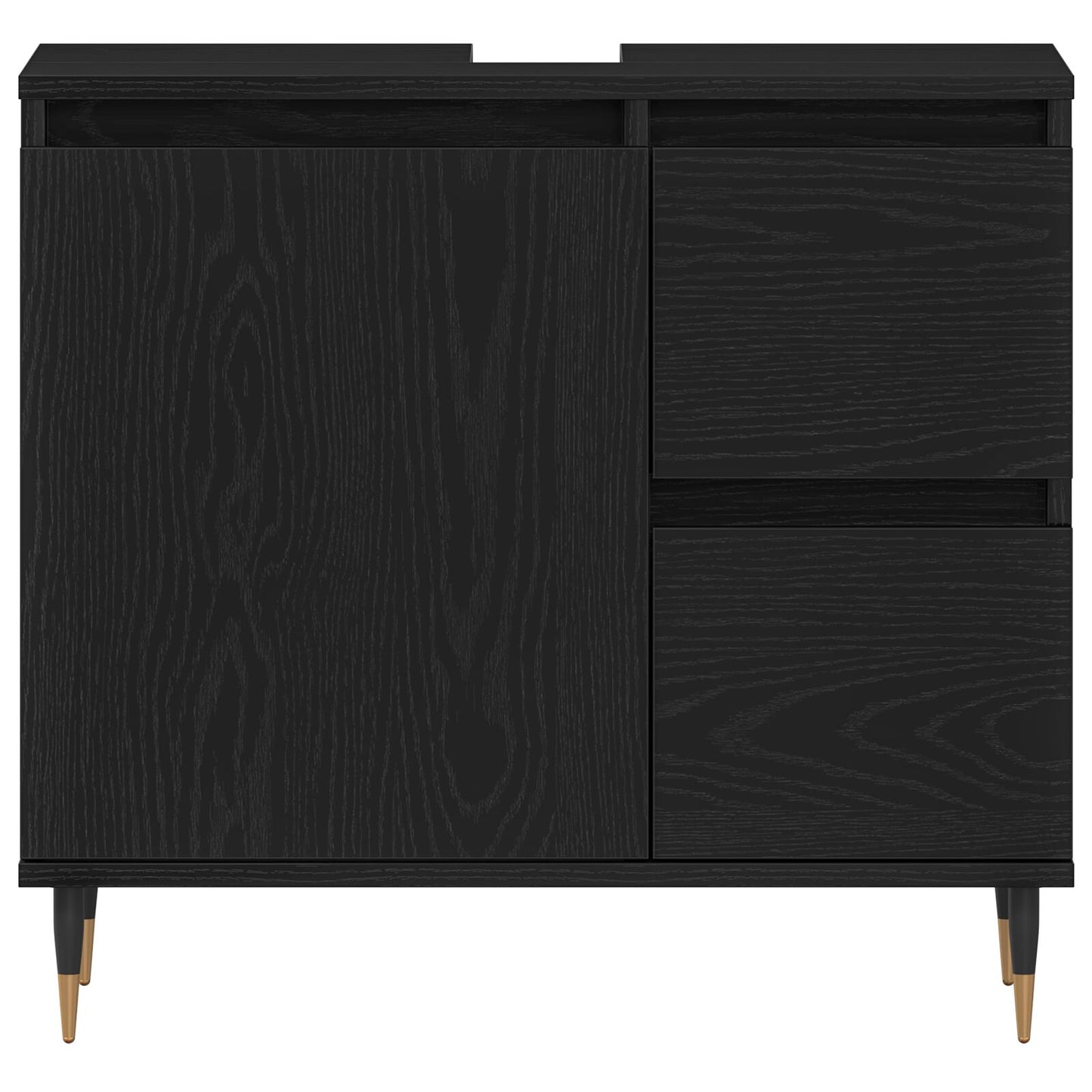 vidaXL Badezimmer Waschbecken Schrank Schwarz Eiche 65x33x60 cm Engineered Wood