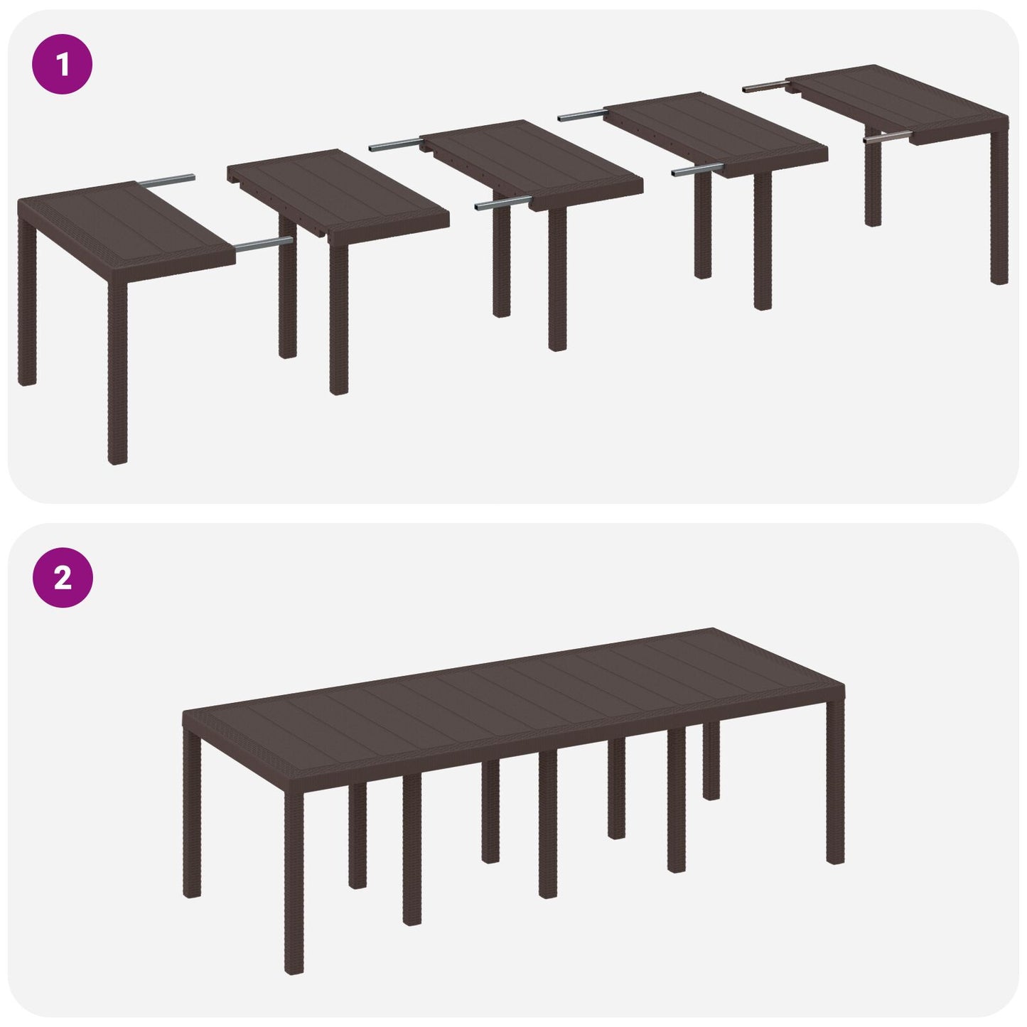 vidaXL 9-teiliges Garten-Esszimmer-Set mit Kissen Braun Poly-Rattan