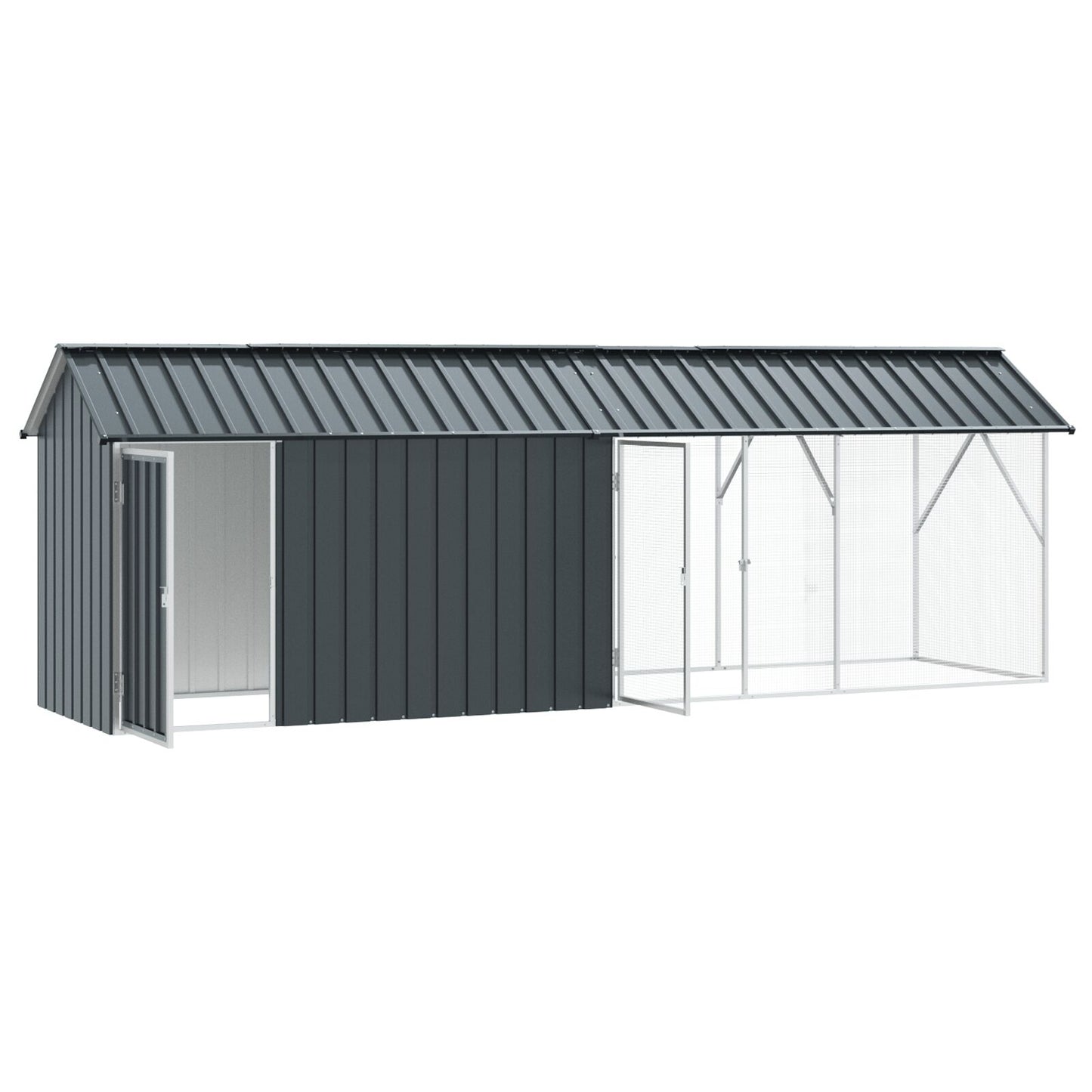 vidaXL Vogelvoliere mit Erweiterung Anthrazit 112x442x141 cm Stahl