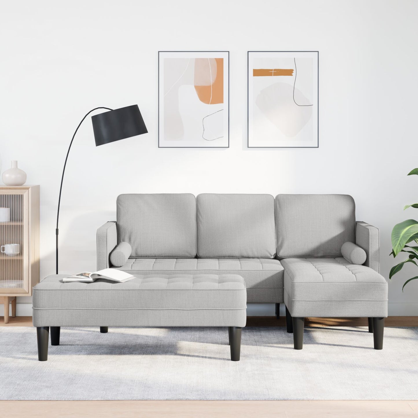 vidaXL 2-teiliges Sofa Set mit Kissen aus wolkengrauem Stoff