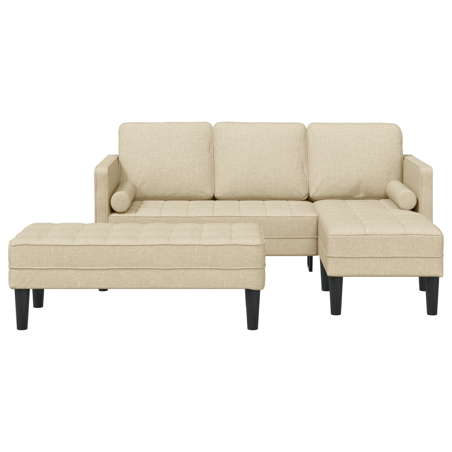 vidaXL 2-teiliges Sofa Set mit Kissen in Creme Stoff