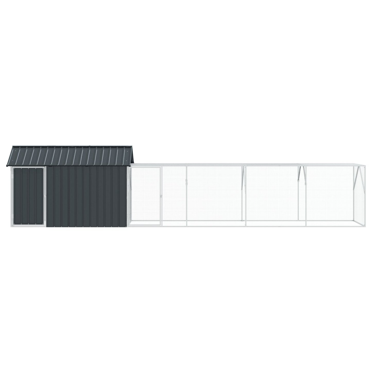 vidaXL Vogelvoliere mit Erweiterung Anthrazit 112x619x141 cm Stahl