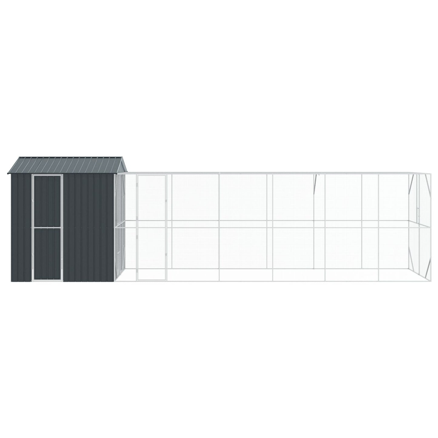 vidaXL Vogelvoliere mit Erweiterung Anthrazit 210x817x247 cm Stahl