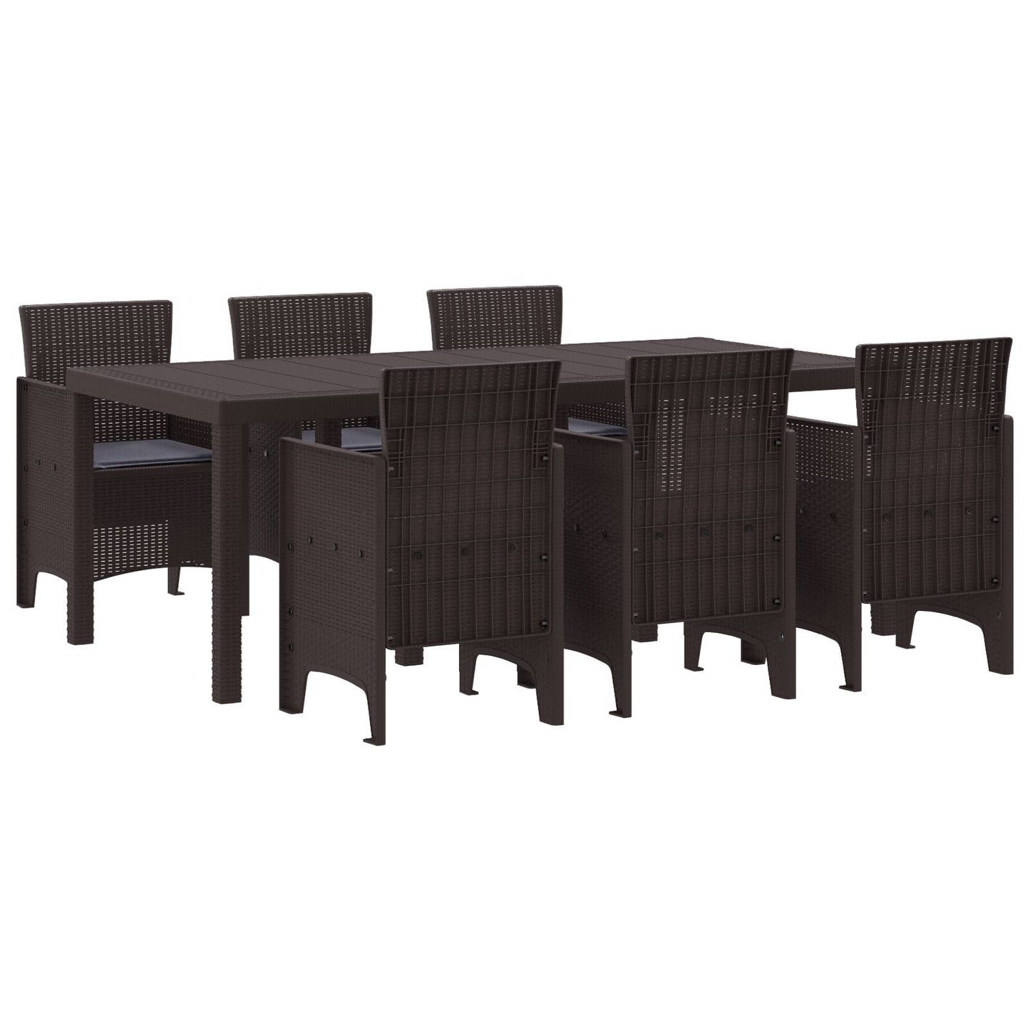 vidaXL 7-teiliges Garten-Essset mit Kissen Dunkelbraun Poly Rattan