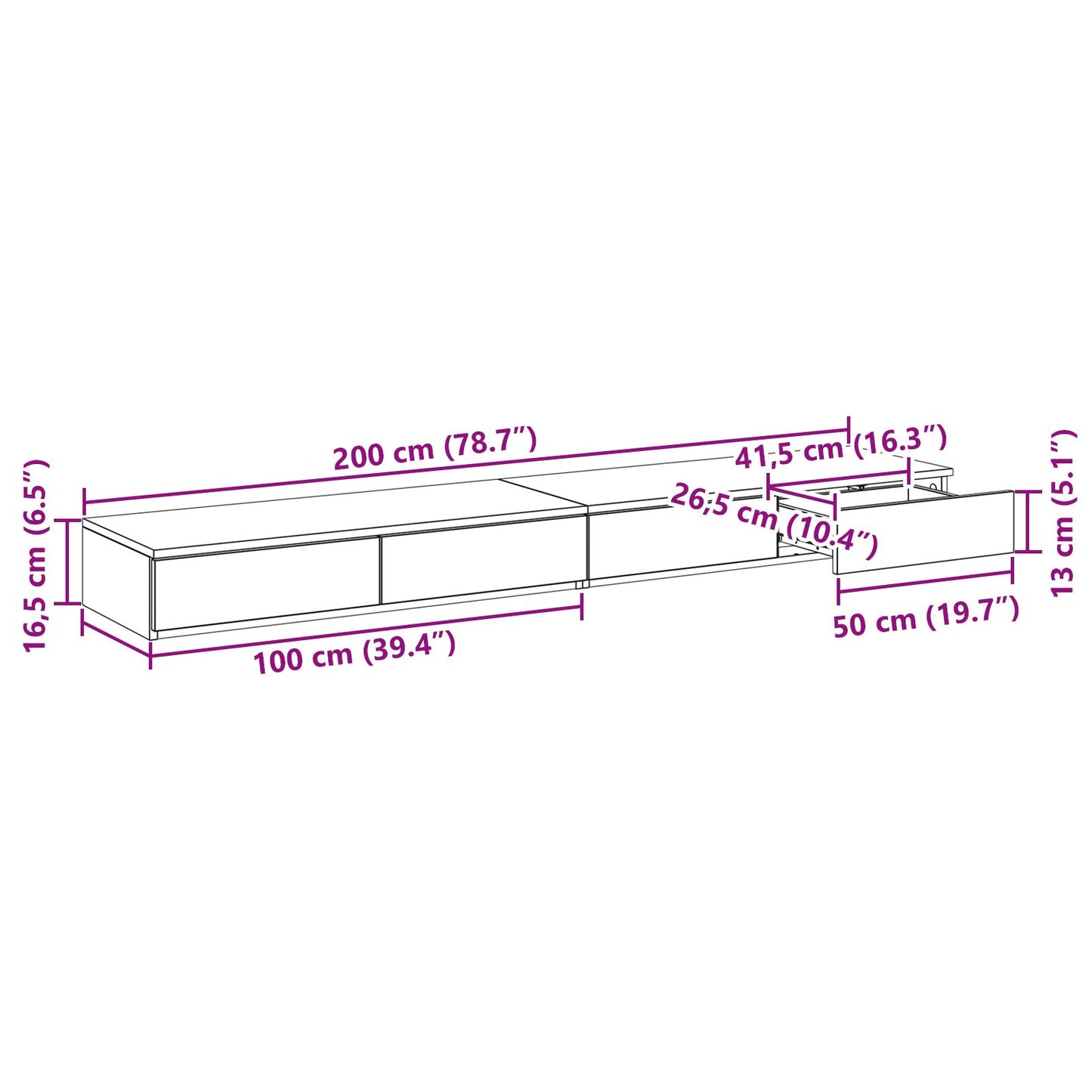 vidaXL Bett-Schubladen Weiß 200x36,5x16,5 cm Spanplatte