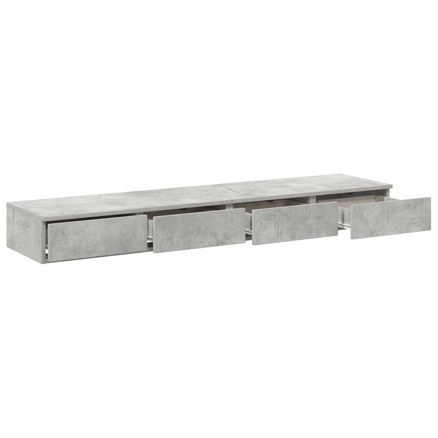 vidaXL Nachttische Beton grau Holzwerkstoff 160 x 36,5 x 16,5 cm