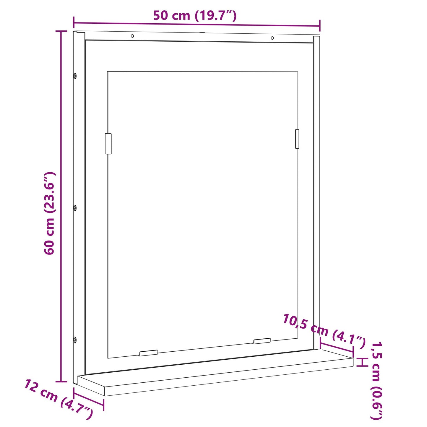 vidaXL Badezimmerspiegel mit Regal Sonoma Eiche 50x12x60 cm Holzwerkstoff