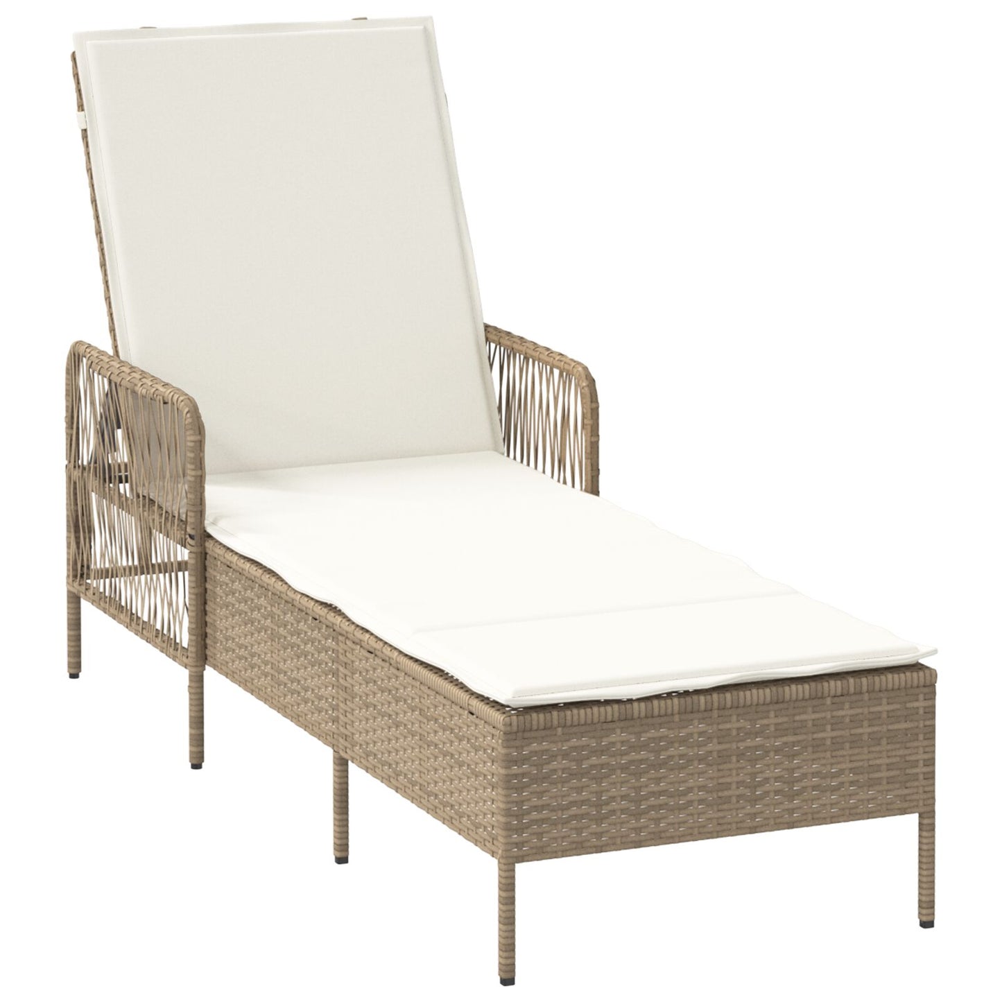 vidaXL Sonnenliegen-Set Set von 3 Beige und Cremeweiß PE Rattan, Metall