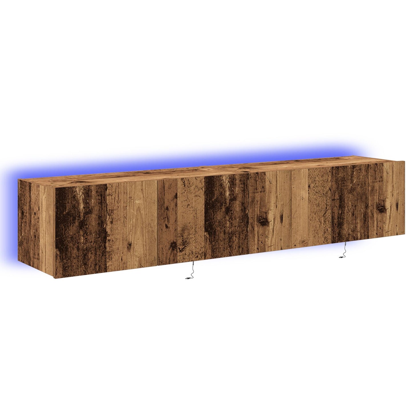 vidaXL TV-Wandmöbel mit LED-Lichtern 2 Stück Altes Holz 80x35x31 cm