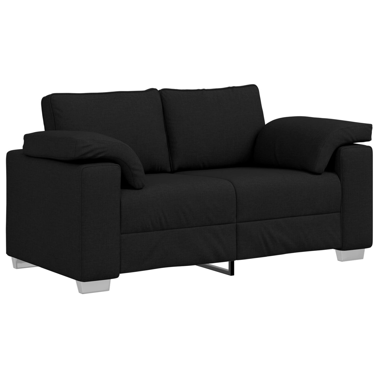 vidaXL 2-teiliges Sofaset mit Kissen schwarzer Stoff
