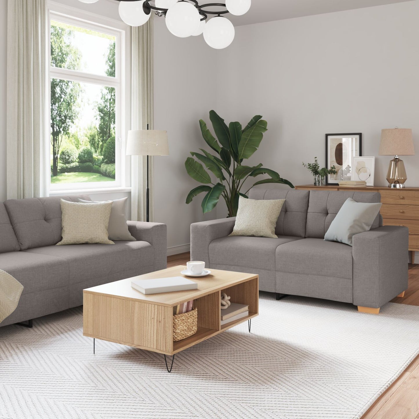 vidaXL 2-teiliges Sofa Set mit Kissen aus taupe Stoff