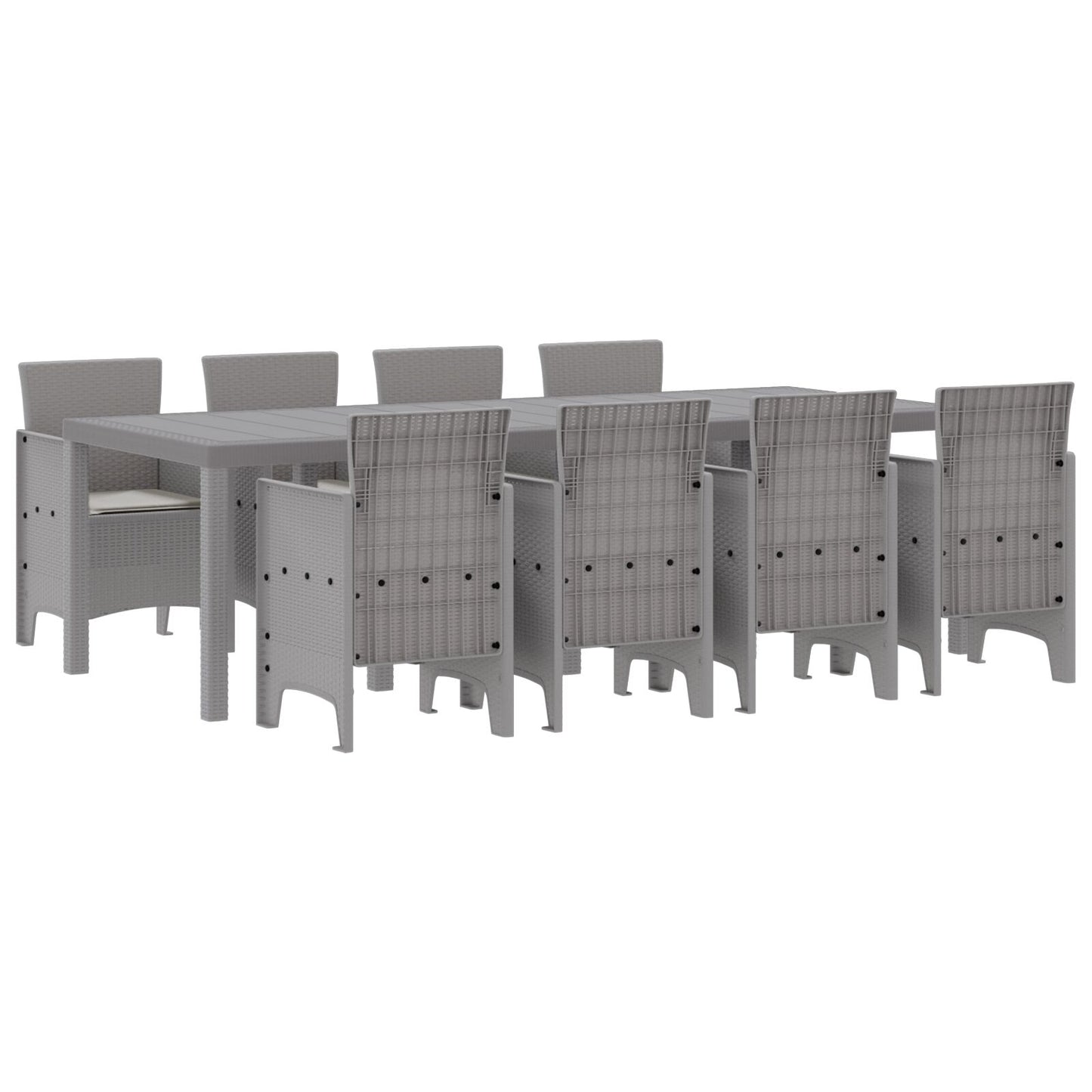 vidaXL 9-teiliges Garten-Ess-Set mit Kissen Weiß Poly Rattan