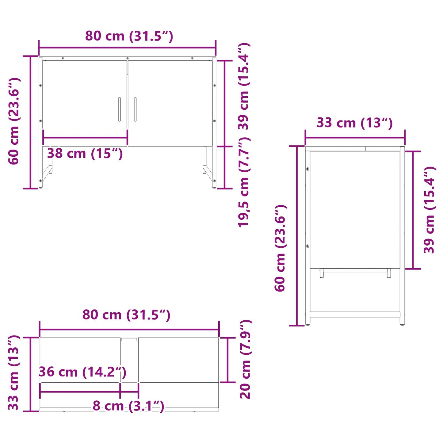 vidaXL Badezimmer Waschbecken Schrank Schwarz Eiche 80x33x60 cm Spanplatte