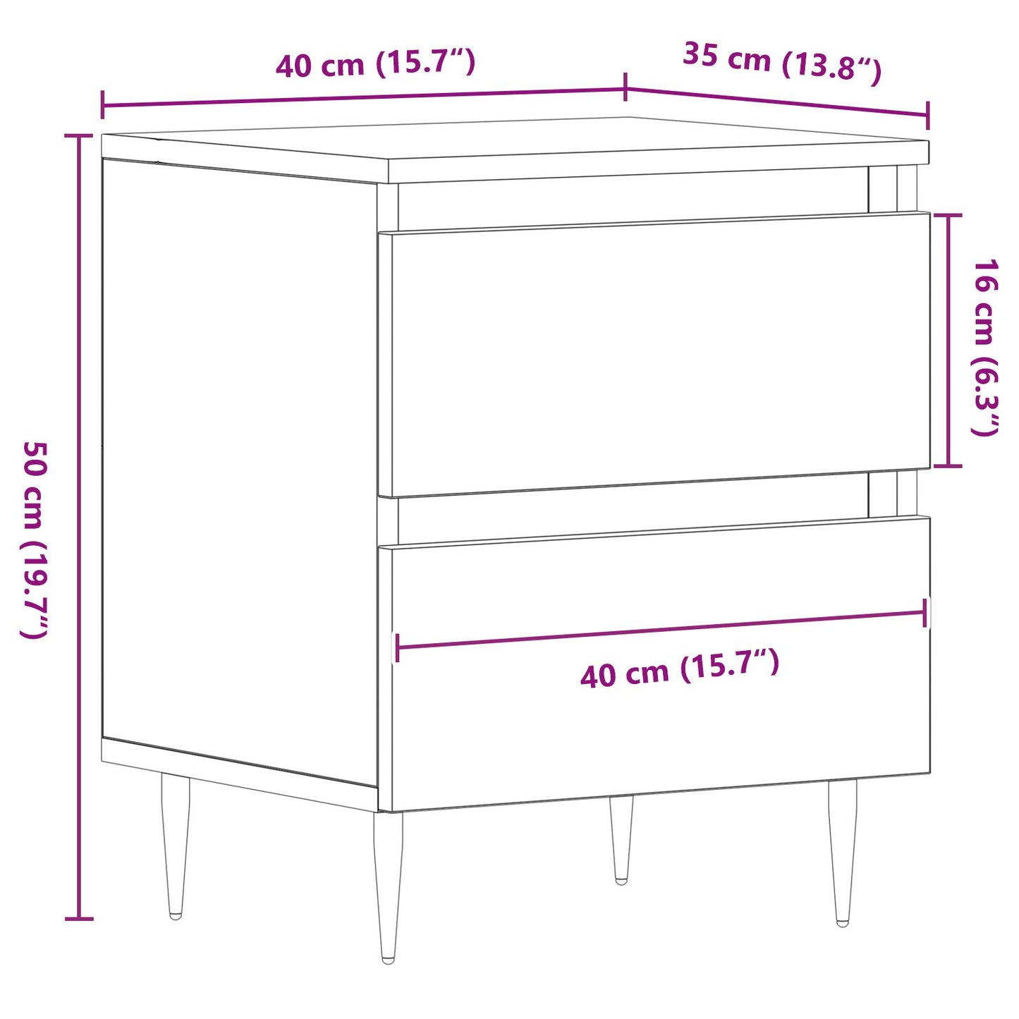 vidaXL Nachttisch Artisan Eiche 40x35x50 cm Ingenieurt Holz