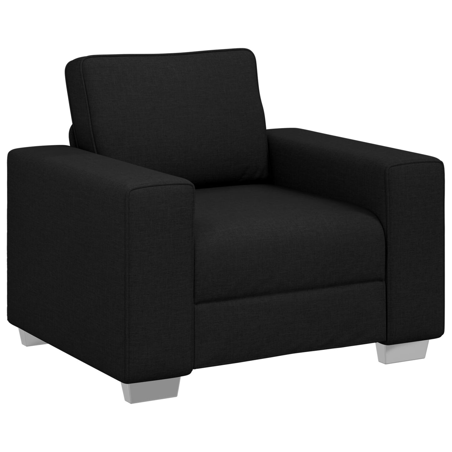 vidaXL 3-teilige Sofagarnitur mit Kissen Schwarz Stoff