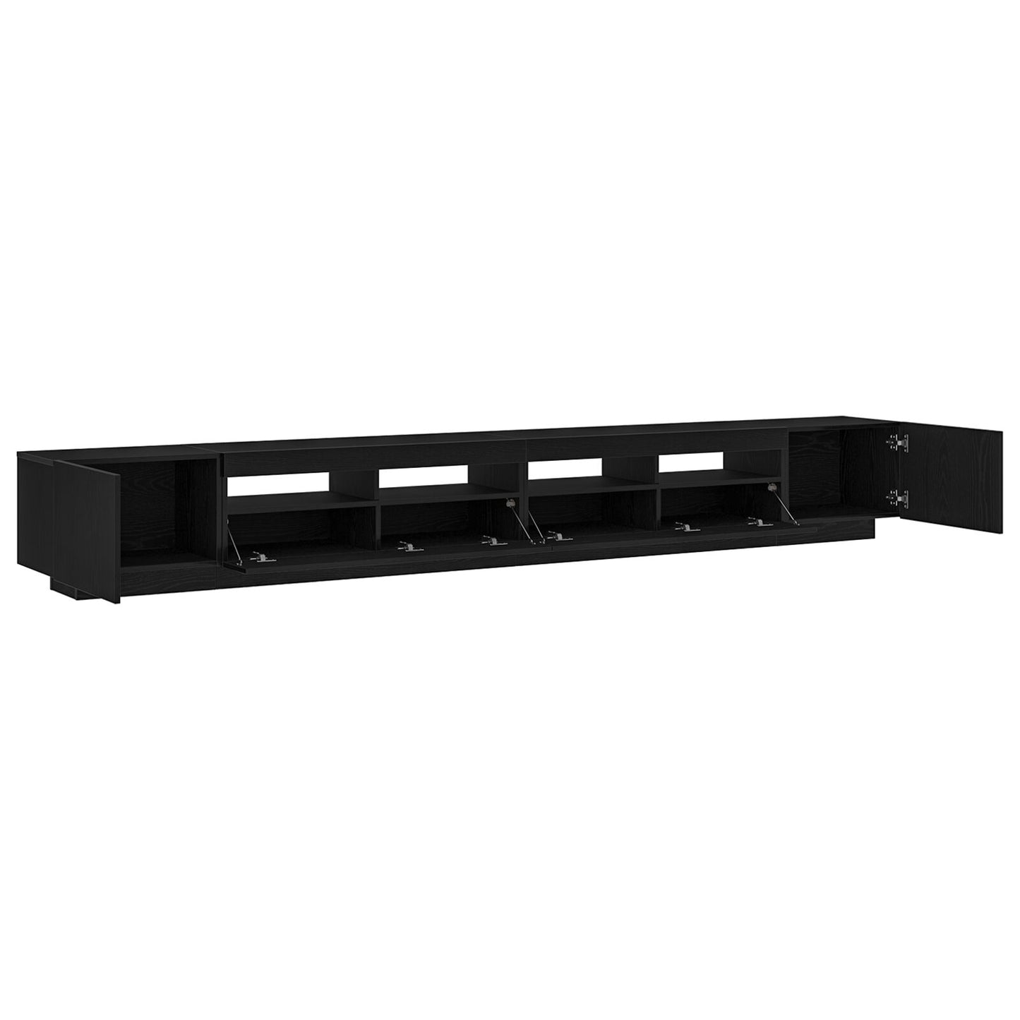 vidaXL TV-Schrank mit LED-Lichtern in Schwarz und Eiche, 300x35x40 cm, Holzwerkstoff