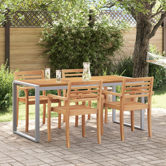 vidaXL Esszimmertisch Grau 180x90x75 cm Stahl und Akazienholz