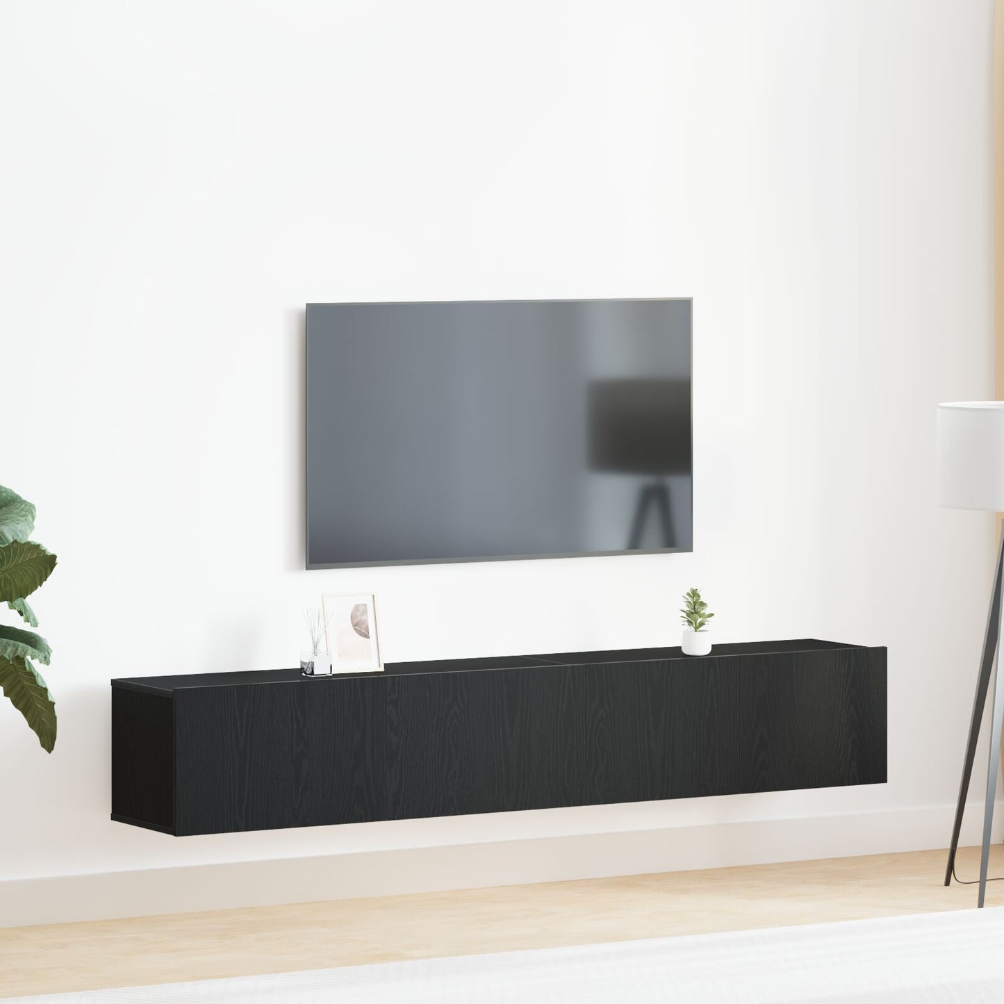 vidaXL 2-teiliges TV-Schrank-Set Schwarzes Holzwerkstoff