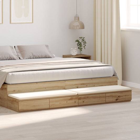 vidaXL Bett-Schubladen Artisan Eiche 180x36,5x16,5 cm Holzwerkstoff