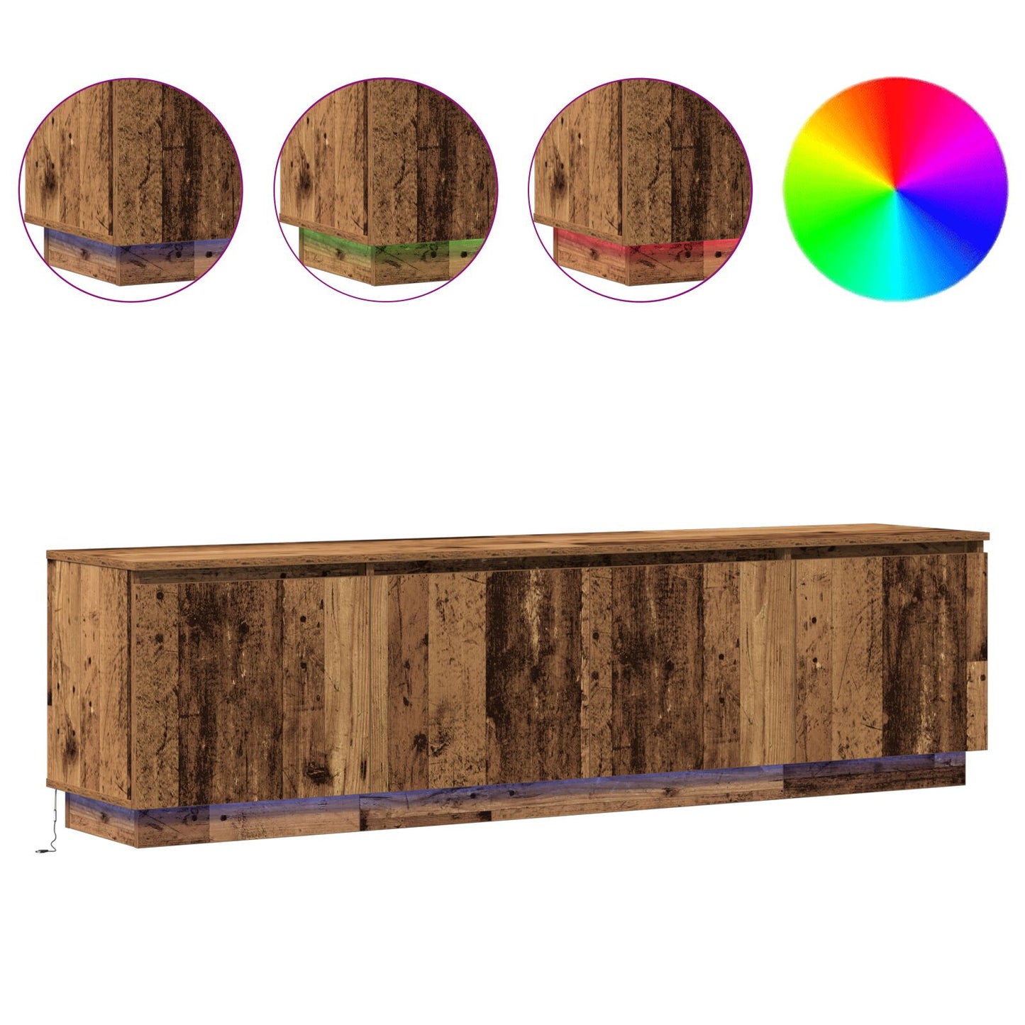 vidaXL TV-Schränke mit LED Altholz 180x38x49 cm Holzwerkstoff