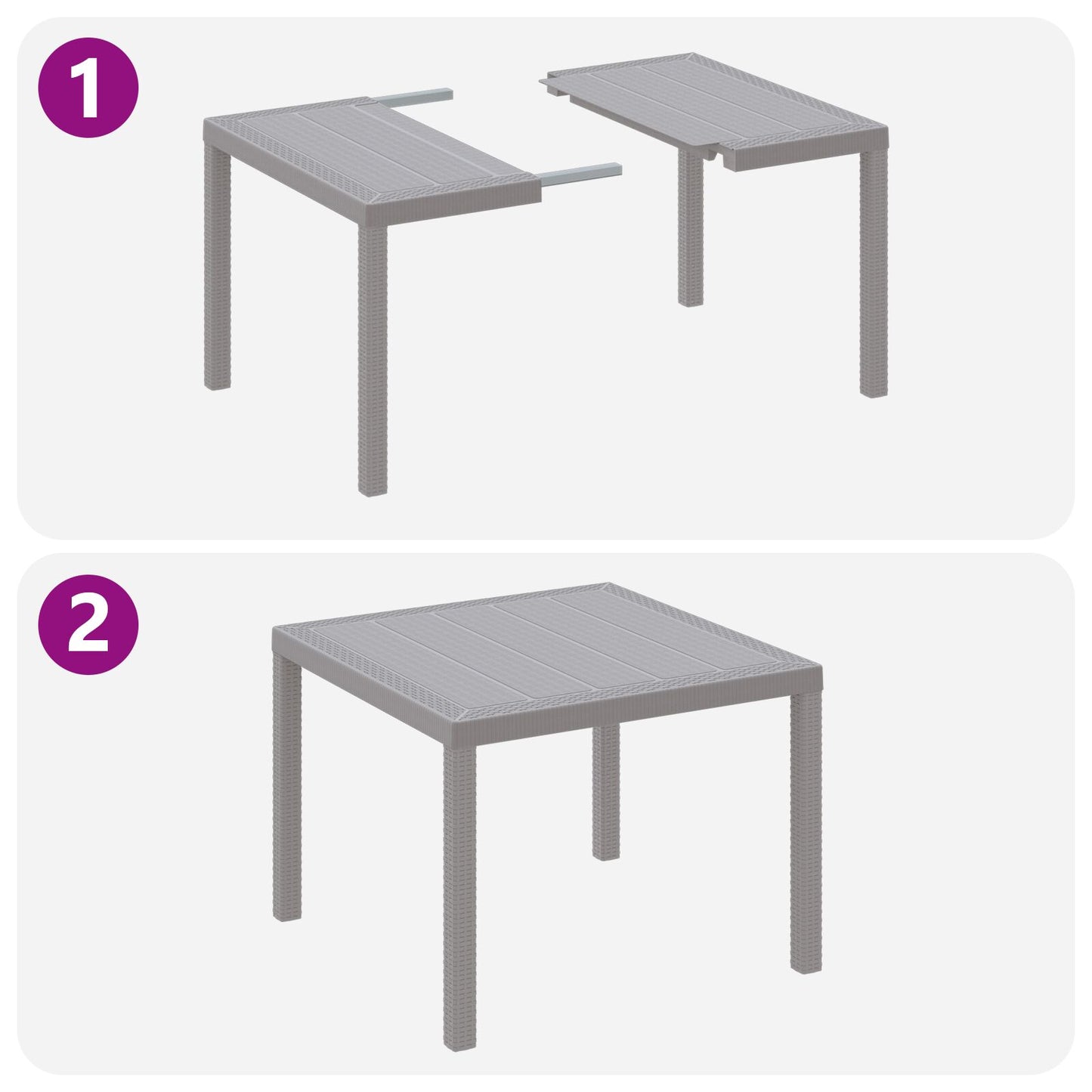 vidaXL 3-teiliges Garten-Esszimmer-Set mit Kissen – Hellgraues Poly-Rattan