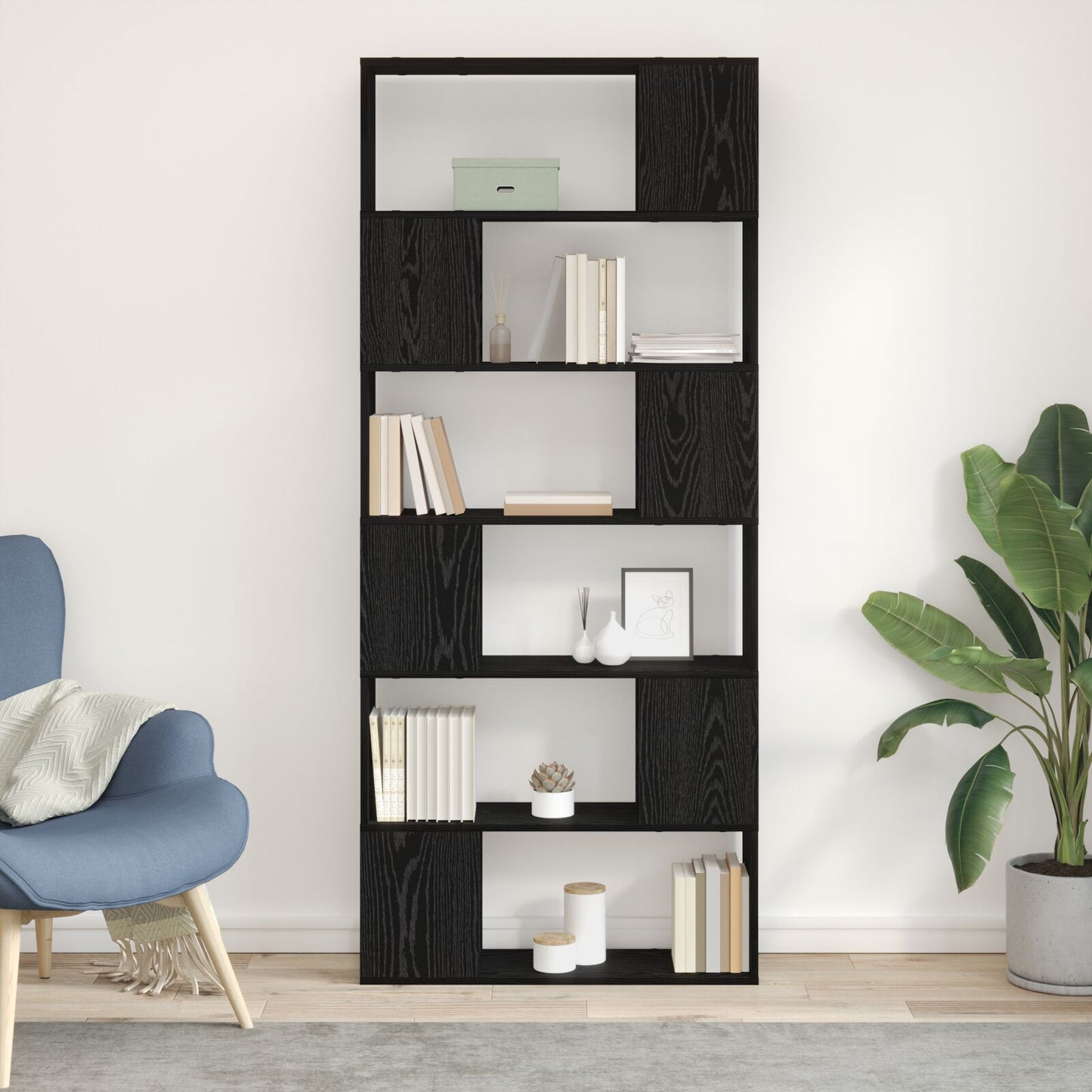 vidaXL Bücherregal Schwarz Eiche 80x24x186 cm Holzwerkstoff