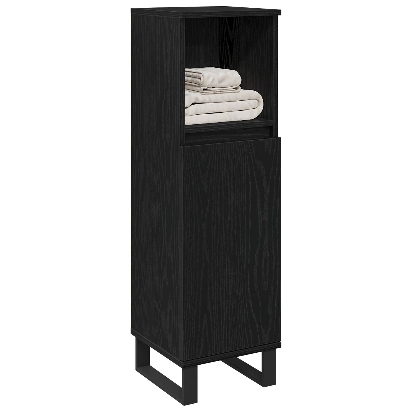 vidaXL Badezimmer Schrank Schwarz Eiche 30x30x100 cm Holzwerkstoff
