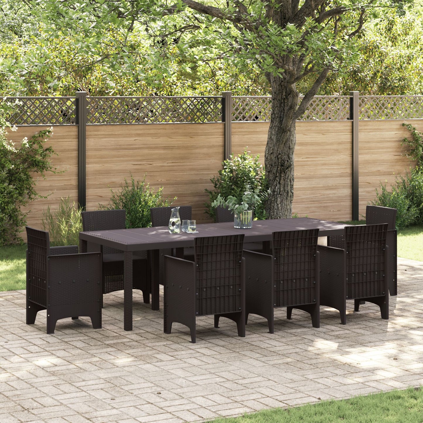 vidaXL Gartentisch Braun 250x100x73 cm Poly Rattan