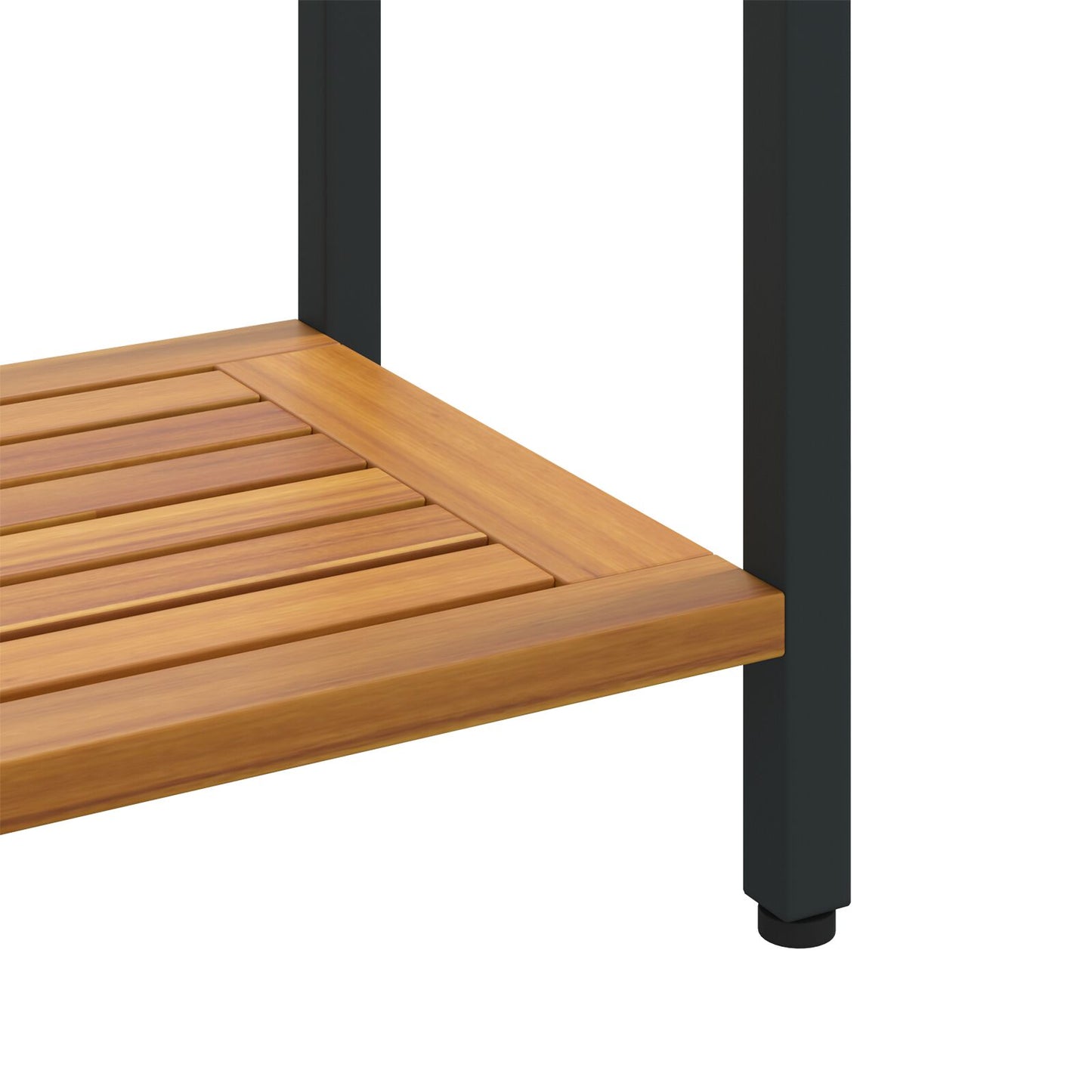 vidaXL Outdoor Tisch Natur & Schwarz 35x80x75 cm Massivholz und Stahl