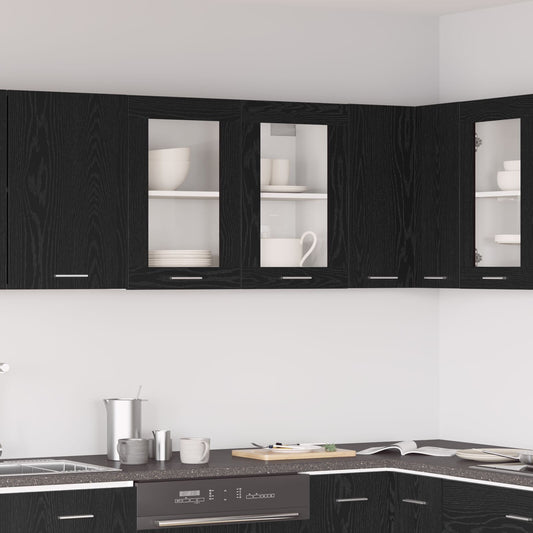 vidaXL Schwarzer Eichenhängeschrank 80x31x60 cm aus Holzwerkstoff