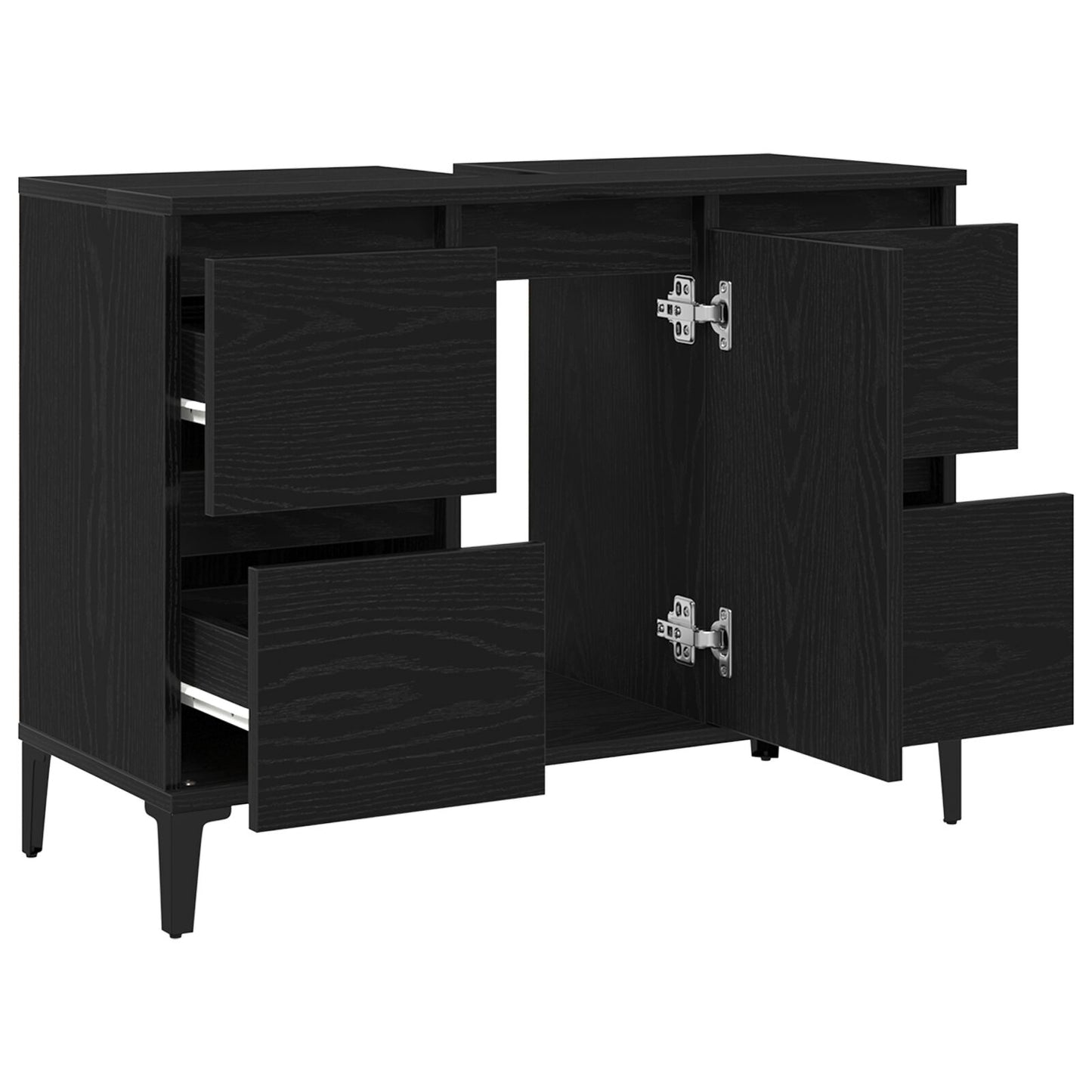 vidaXL Waschbeckenunterschrank im Badezimmer – Schwarz Eiche 80x33x60 cm aus Holzwerkstoff