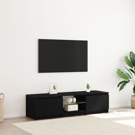 vidaXL TV-Schrank mit LED-Lichtern in Schwarz und Eiche, 140x40x35,5 cm, aus Holzwerkstoff