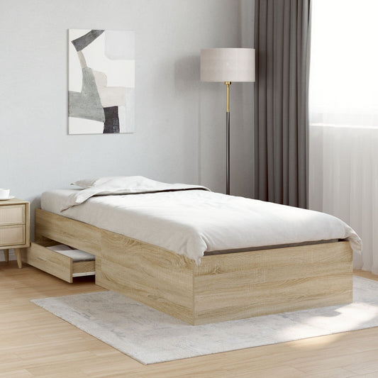 vidaXL Bettgestell Sonoma Eiche 90x190 cm Spanplatte