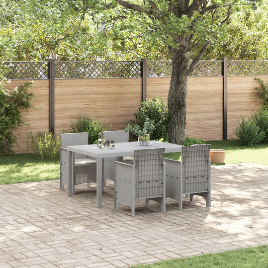 vidaXL 5-teiliges Garten Essgruppe mit Kissen in Hellgrau Poly Rattan