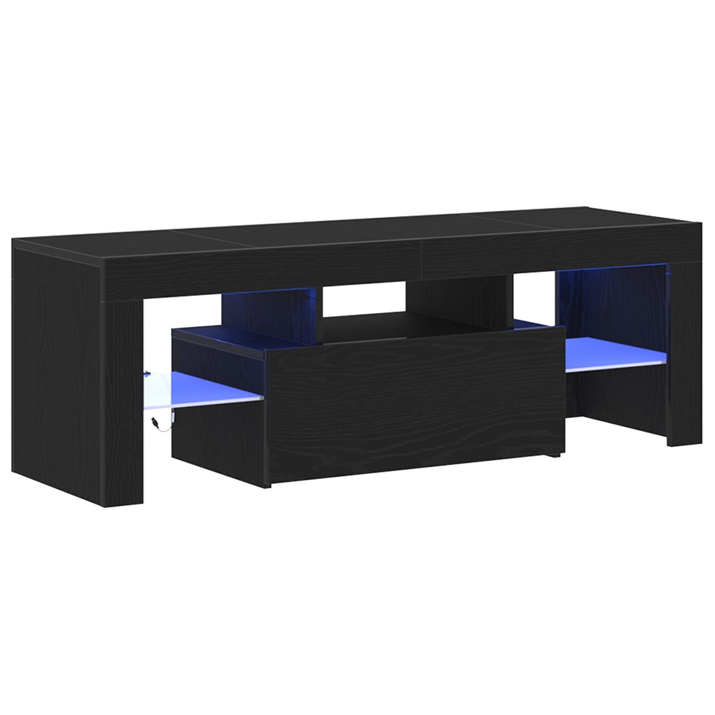 vidaXL TV-Schrank mit LED-Lichtern, schwarz, Eiche, 120x35x40 cm