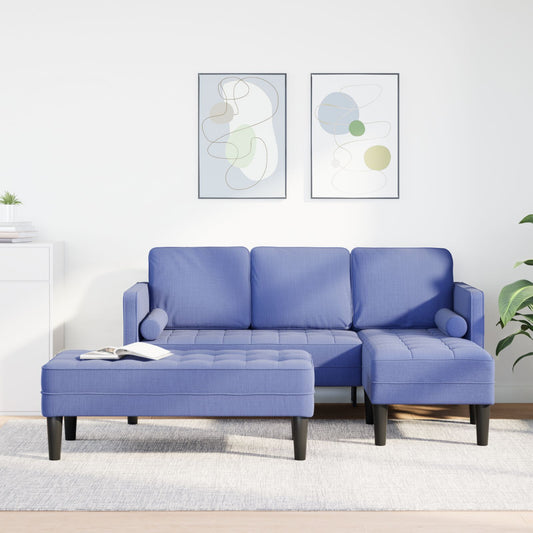 vidaXL 2-teiliges Sofa Set mit Kissen Jeans Blau Stoff