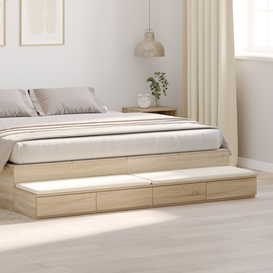 vidaXL Bett-Schubladen Sonoma Eiche 200x36,5x16,5 cm Spanplatte