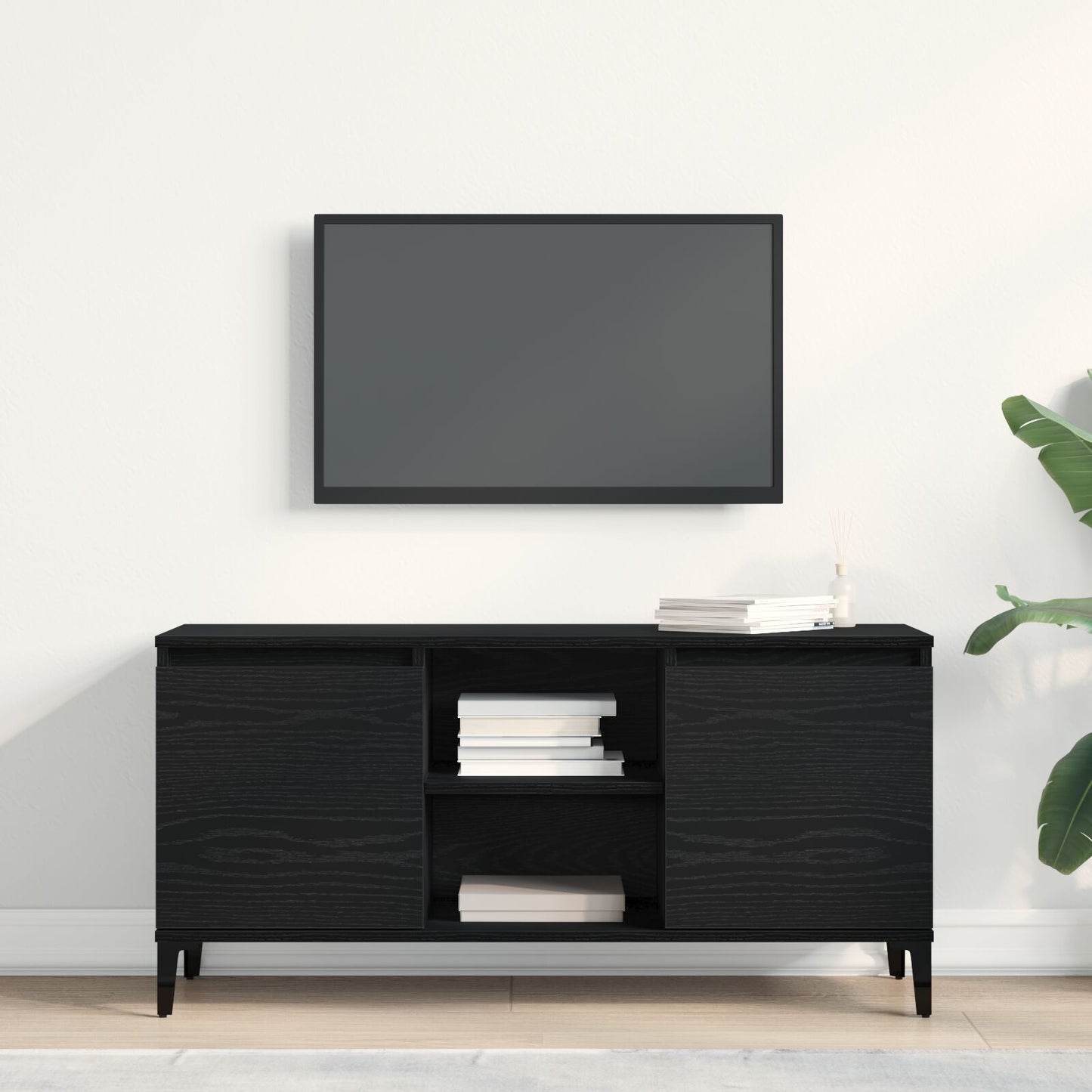 vidaXL TV-Schrank Schwarz Eiche 102x35x50 cm Holzwerkstoff